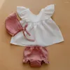 Dziewczyna sukienki Baby Summer miękki bawełniany lniany stały kolor ubrania urocze niemowlę maluchowe dziewczyny ubranie
