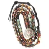 Charm Bracelets Women Bohemian Boho Vintage Leather And Natural Stone 3 Multi-Layer Strands Woven Handmade Wrap Heart