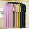 Casual Kleider Frauen Sommer 2022 8 Farben V-ausschnitt A-Line Kurzarm Robe Dame Strand Lange Schwarz Eis Seide Hause kleid Vestidos