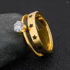 Anillos de racimo TYO moda estrella estampado acero inoxidable cristal piedra dedo joyería regalo para pareja San Valentín gota venta al por mayor