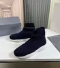 Mężczyźni buty na kostkę buty projektanta projektantów Prax Sport Sock Knit Trainers Boots Platform Treaker Black White