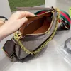 Łańcuch Pikowana torba Kobiety Crossbody Torby pod pachami Torby na ramię Płócienne torebki skórzane Pasek Szeroki pasek Retro Kopertówka Moda List Sprzęt Odpinane paski