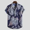 Męskie koszulki marka Letnia hawajska koszula męska roślina liść drukujący światło projektant oddychający męski plaża