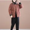 Damesgeul Lagen Vintage Winter Bloemen Korte jas Women warm plus fluwelen bont kraag katoen met katoen met een vrouwelijke femme losse parka's