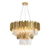 Chandeliers Gold Chrome Dimmable LED Round Oval Crystal Hanging Lamp Lustre Chandelier Indoor Lighting Suspension Luminaire Lampen For Foyer