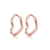 Pendientes de aro de Plata de Ley 925 auténtica, corazón asimétrico rosa, Brincos para mujer, joyería DIY