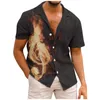 Koszulki męskie męskie drukowanie gitary 3D 2022 Summer krótkoczerwiec Koszulka Kreatywny wzór luźne przyciski cyfrowe bluzki