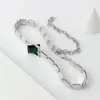 Choker Londany Necklace Sugar Cube Reversible Neckchain Small Design Simple High Quality Glass Emerald clavicle Chain Female Kvinna