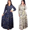 Roupas étnicas Moda muçulmana para mulheres Summer estilo modesto estilo magro de manga longa Camisas de amarração de cintura alta vestido de senhoras abaya