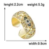 Cluster Rings Gold Color Copper Micro Pave Cubic Zirconia For Women Girls Blue Lucky Eye Ring Punk Adjustable Party Gift Jewelry