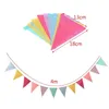 Party Decoration 4m Colorful Jute Linen Banner Pennant Creative Wedding Birthday Decor Collapsible återanvändbar hängande triangel Pull Flag