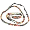 Charm Bracelets Women Bohemian Boho Vintage Leather And Natural Stone 3 Multi-Layer Strands Woven Handmade Wrap Heart