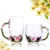 Mugs Enamel Color Water Cup Flower Teacup Set Glass Korean Crystal Milk European Coffee Lover Gift