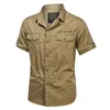 Casual shirts voor heren marine shirt man romper maten outdoor heren militaire stijl korte katoen gewassen mouw mannen causal