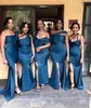 Afrikanische nigerianische Meerjungfrau lange Brautjungfernkleider Side Split Plus Size Trauzeugin Kleider für Hochzeitsgäste Robes de