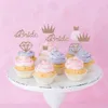 Feestelijke benodigdheden JQsyrise 8pcs Rosegold Bride Cupcake Toppers met diamanten ring kroon trouwjurk vrijgezellenfeest kippenbruidakaal douche