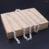 Chains Real S999 Fine Silver Women Men Lucky 5.5mmW Cable Chain Link Necklace 22"L