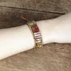 Charm Armbänder Frauen Männer Röhrenform Picasso Stein Leder Boho Armband Natursteine ​​Stränge Wickeln handgefertigter Schmuck