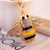 Party Favor Creative Bee Car Key Chain Zinc Alloy Metal Key Ring Christmas Gift Fashion Rhinestones Diamond Personality Keychain RRC538