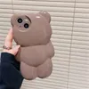 Korean Cute 3D Cartoon Bear Glitter Phone Cases For iPhone 15 14 13 12 11 Pro Max Lovely Animal Glossy Shockproof Soft Cover Funda
