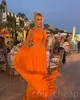 2023 Arabiska aso ebi orange a-line prom kl￤nningar kristaller p￤rlstav chiffong kv￤ll formell parti andra mottagning f￶delsedag engagemang kl￤nningar kl￤nning zj660