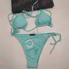 Sexy Bikini Set Bandage Badmode Letter Print Vrouwen Badpak Zomer Bh Zwemkleding