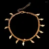 Tornozeleiras pulseiras de tornozelas mulheres pulseiras em camadas de miçangas de moda marinho de casamento mão dourada cor elegante coreana liga bransoletka