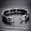 Bracelets à maillons Bracelet en acier inoxydable avec croix en silicone noir pour hommes
