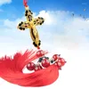 Interior Decorations Car Diamond Cross Pendant For Jesus Christian Religious Metal Auto Styling Accessories Rearview Mirror Hanging