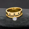 Anillos de racimo TYO moda estrella estampado acero inoxidable cristal piedra dedo joyería regalo para pareja San Valentín gota venta al por mayor