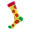 Men's Socks Novelty Happy Funny Men Graphic Combed Cotton Cartoon Fruits Banana Avocado Lemon Food Harajuku Skateboard