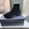 Mężczyźni buty na kostkę buty projektanta projektantów Prax Sport Sock Knit Trainers Boots Platform Treaker Black White