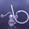 Mini poche recycleur verre brûleur à mazout Bong matrice en ligne Perc pointe de filtre épais Dab plate-forme paille fumer tuyau d'eau 10mm Joint Ashcatcher Bong avec tuyau de brûleur à mazout mâle