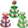 Feestelijke benodigdheden 3-Tier Football Touch Down Cupcake Holder voor voetbal/honkbal Happy Birthday Baseball/Football Game Party Decorations