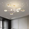 Ljuskronor modern tak ljuskrona led stjärnor projektion för vardagsrum sovrum matbord lampa hem dekoration fixtur inomhusbelysning