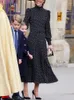 Abiti casual Princess Kate Women Designer Alta qualità Primavera Autunno Moda Elegante Vintage Dot Print Midi Office Party