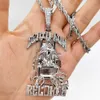 Hip Hop Large Death Row Records Pingente Colar 5A Zircão 18K Real Gold Plated