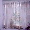 Gardin pastoral stil 2 lager korta gardiner för kök blomma mönster fönster draperar sovrum dekor kortinas para cocina