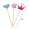 Forniture festive 50PCS Colorful Star Love Heart Shaped Crown Cake Topper Happy Birthday Cupcake Kids Favors Party Home Decoration