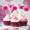 Festive Supplies 20/40pcs Pink Flamingo Cake Toppers Fruit Stick Cupcake Decoration For Wedding Birthday Party Decor Summer Hawaiian