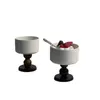 French Style Ceramic Goblet Drinkware Stemware Bow Cocktail Cup Dessert Bowl Senior Decoration A0043