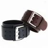 Charm Armband breda läderarmband Big Buckle Men's Light European and American Retro Fashion Punk