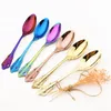 Dinnerware Sets 18/10 Stainless Steel Dessert Spoon Set Vintage Tea Cutlery Coffee Tableware Kitchen Flatware Silverware