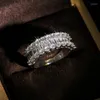 Anelli nuziali MISANANRYNE Zircone di lusso per le donne Argento 925 CZ Anello di barretta di cristallo Gioielli di fidanzamento Regalo di amore