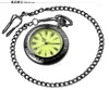 Montres de poche Vintage Noir Unisexe Mode Chiffre Romain Quartz Steampunk Montre Homme Femmes Collier Pendentif Avec Chaîne Cadeaux