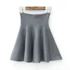 Skirts Autumn Winter Women Mini Sweater Skirt 2022 Pleated A-line High-waist Solid Color Short Y312