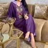 Ubranie etniczne Purple Abaya Dubai Robe longoe djelaba femme muzulme indyka islam muzułmańskie sukienki afrykańskie sukienki dla kobiet kaftan