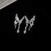 Fashion Pleated Irregular Butterfly Pearl Pendant Dangle Earring For Women Hollow Metal Piercing Earrings 2023 Trendy Jewelry