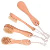 Boar Bristle Face Bath Brush for Women Men Oval Massage Brushes Wooden Handle Natural Fine Bristle with Hanging Rope New