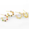 Hoop Earrings FLOLA Multicolor Small For Women White Stone Huggie CZ Cubic Zirconia Gold Plated Jewelry Gifts Ersv75